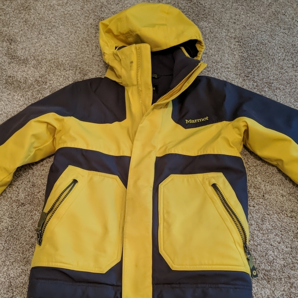 Kids Marmot ski snow jacket yellow small